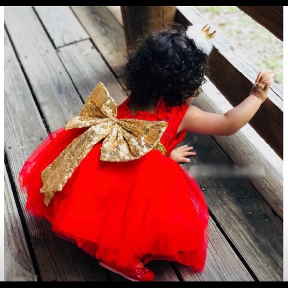 NWT Girls Red Formal Party Boutique Dress - Picture 7 of 8